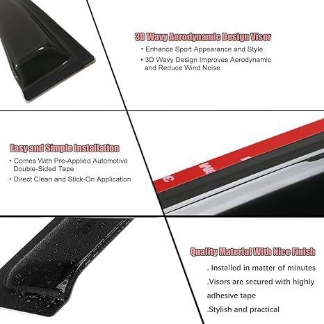 Window Visors Rain Guards for Ford Explorer 2011-2019 Window Deflectors | Vent Deflector, Vent Visor, Sun Shades, Window Shields, Car Accessories, Dark Smoke