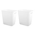 Plastic Small Bathroom Trash Can Wastebasket, 3.5 Gallon, White, 2 Pack | Compact Sturdy Garbage Can for Bathroom, Laundry Room, Kitchen, Office, Kids Room, Dorm, Durable, Easy to Clean