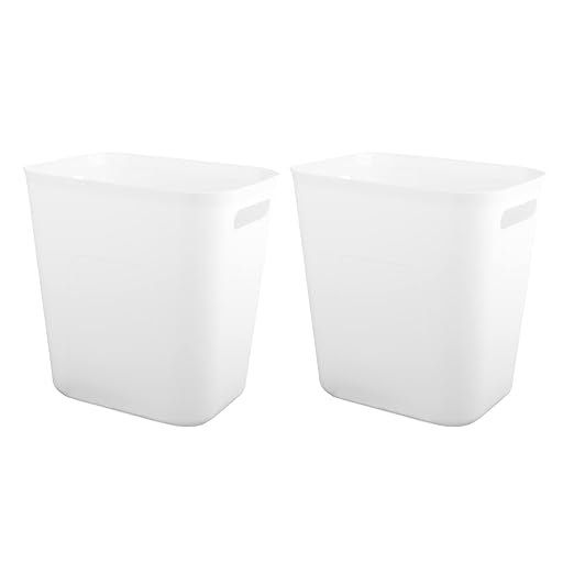 Plastic Small Bathroom Trash Can Wastebasket, 3.5 Gallon, White, 2 Pack | Compact Sturdy Garbage Can for Bathroom, Laundry Room, Kitchen, Office, Kids Room, Dorm, Durable, Easy to Clean