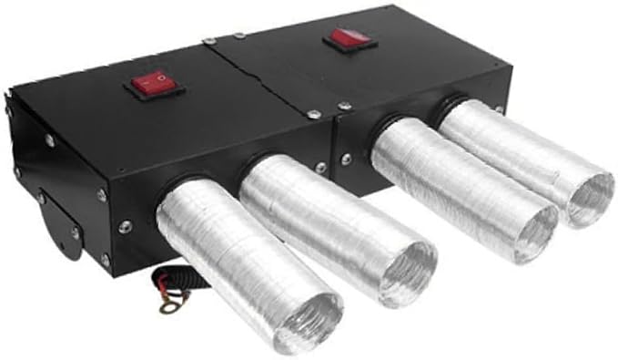 12V Car Heater Defroster, 500W Universal Windscreen Demister, 4 Holes Portable Car Defroster Windshield Heater for Truck Car Winter Defrosting Defogging Fast Heating with Mounting Accessories