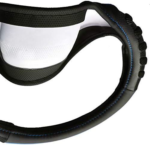 car Steering Wheel Cover Faux Leather Massage Universal fit 3D Honeycomb Hole Anti-Slip Sporty 15 Inches (Blue Black)