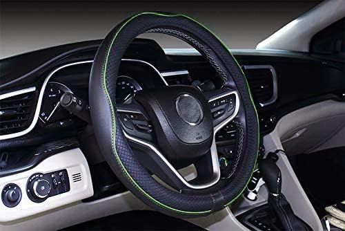 Universal Standard Size Steering Wheel Cover Anti-Slip,Safety,Soft,Breathable,Durable,Full Surround,Comfortable Grip Microfiber Leather (14.5-15 inch, Green)