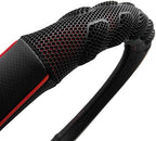 car Steering Wheel Cover Faux Leather Massage Universal fit 3D Honeycomb Hole Anti-Slip Sporty 15 Inches (Red Black)