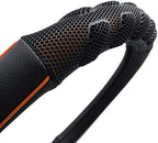 car Steering Wheel Cover Faux Leather Massage Universal fit 3D Honeycomb Hole Anti-Slip Sporty 15 Inches (Orange Black)