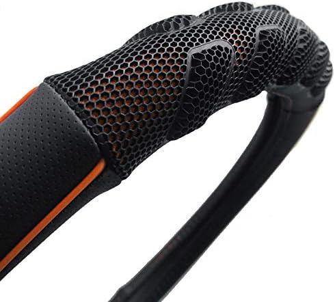 car Steering Wheel Cover Faux Leather Massage Universal fit 3D Honeycomb Hole Anti-Slip Sporty 15 Inches (Orange Black)