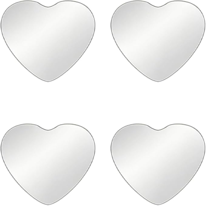4PCS Car Blind Spot Mirror, Heart-Shaped Wide Angle HD Glass Convex Frameless Side Blindspot Mirror with Adjustable Stick, Auto Exterior Rear View for Wide Angle, Universal Fit