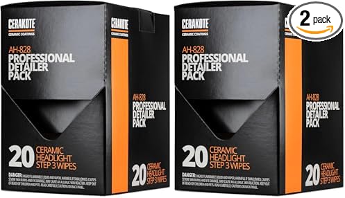 Ceramic Headlight Restoration Professional Detailer Pack (20 Ceramic Wipes) - Brings Headlights Back to Like New Condition - Step 3 Only (Pack of 2)