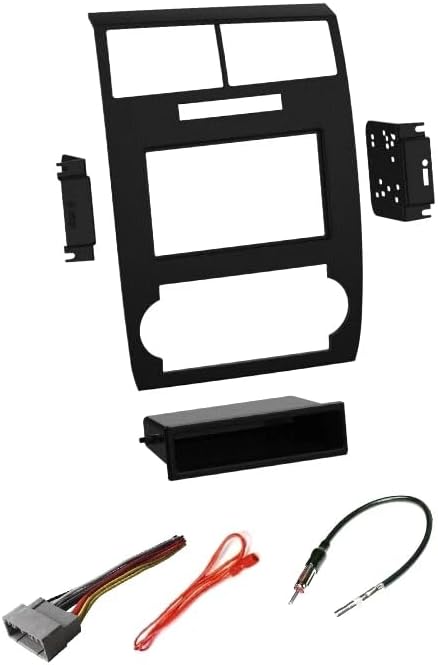 Single or Double Din Car Stereo Install Dash Kit, Wire Harness, and AM/FM Radio Antenna Adapter -Made for Dodge: No Factory External Amp Vehicles: 2005-2007 Charger and 2005-2007 Magnum