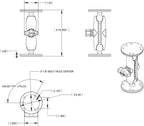 Universal B Size 1" Ball Drill-Down Mount with Medium Arm and Dual AMPS Round Plates for Phone, GPS & Electronic Device Holders RAM-B-101U