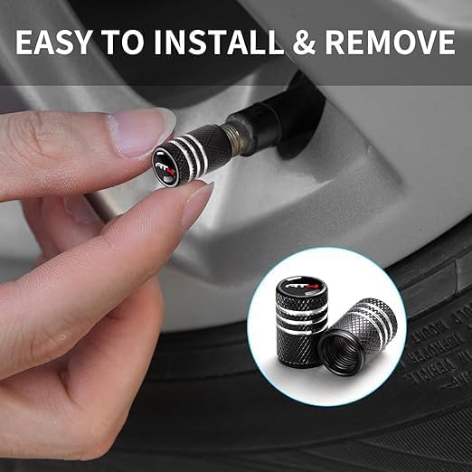Tire Valve Stem Caps for Corvette Metal Car Wheel Air caps Auto Valve Stem Caps Accessories 4 Pcs Black