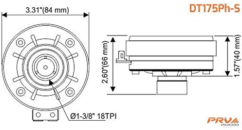 DT175Ph-S 1" Exit Screw-On Horn 75 Watts RMS 8 Ohms 1" VC Pro Audio 108dB Phenolic Compression Driver (Single)
