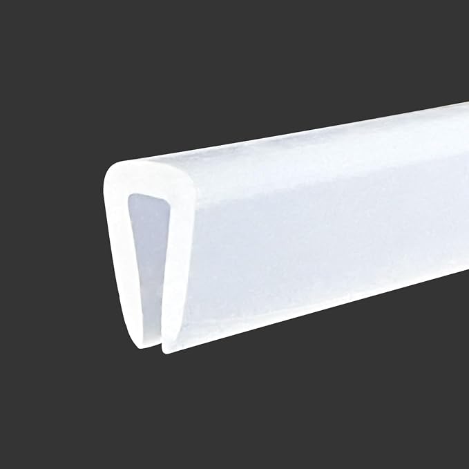 Clear Rubber Edge Trim, U Channel Silicone Rubber Edge Trim, 1/8" Slot, Fit for 3/32-5/32", White Color, Edge Protector for Plywood, Sheet Metal Parts