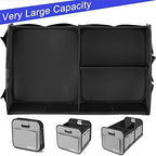 Car Trunk Organizer for SUV, 18.5Gal Large Capacity No-Sag Heavy Duty, Foldable Waterproof Anti-Slip Storage with 12 Pockets, Fit Sedan, Truck, Universal Car Accessories, Grey, 2 Compart,Large