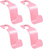 Car Seat Headrest Hook, 4PCS Vehicle Seat Back Hanger Storage Organizer for Handbag Purse Coat, Auto Interior Headrest Hook, Universal for SUV Automobile Truck (Pink)