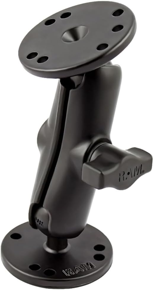 Universal B Size 1" Ball Drill-Down Mount with Medium Arm and Dual AMPS Round Plates for Phone, GPS & Electronic Device Holders RAM-B-101U