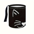 Portable Reusable Waterproof Car Trash Bin, Multipurpose Vehicle Organizer, Road Trip Essentials, Polyester Canvas Material (Black Cat)