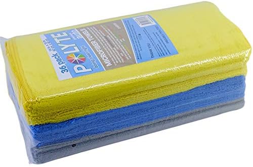 Premium Microfiber Cleaning Towel,16x16 in 36 Pack (Blue,Gray,Yellow)