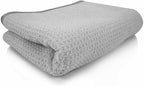 Waffle Weave Gray Matter Microfiber Drying Towel - 25" x 36",Premium Blend Microfiber Towel with Soft-Banded Edging for Scratch-Free Car Drying,Ultra Absorbent,(Pack of 12)