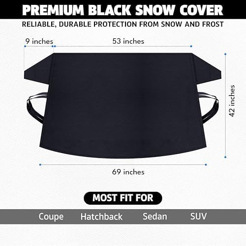 Windshield Snow Cover for Ice and Snow – Car Windshield Cover for Winter Frost, Ice & Snow Protection – Waterproof Frost Shield Windshield Protector for Cars, SUVs & Trucks (69x42 inches)