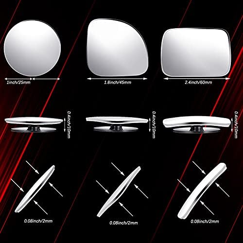 6 Pcs Blind Spot Mirror 360° Adjustable High Definition Glass Frameless Convex Side Mirror Blindspot Wide Angle Rear View Mirrors for Suvs Trucks Car Accessories(Fan, Round, Rectangle Shape)