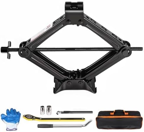 Scissor Jack Lift 2T, Car Jack Kit Tire Jack with Ratchet Wrenches & Telescopic Wrenches, Universal Emergency Kit 4409 lbs, Portable Tire Changing Kit for Vehicle/SUV/MPV