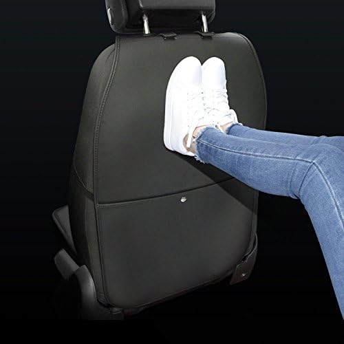 Car Kick Mats Seat Back Protectors Kick and Stain Protection for Children Or Adult with Pocket Universal Size(2 Pack,Black)