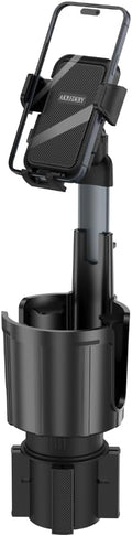 Car Phone Mount with Cup Holder Expander - Upgraded Anti-Shake 2-in-1 Cup Phone Holder for SUVS Trucks with Adjustable Aluminium Alloy Long Neck, fit for iPhone Samsung Galaxy (Black)