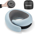 Travel Pillow, 100% Pure Memory Foam Travel Neck Pillow Airplane Neck Support Ergonomic Design Best for Sleeping Plane Car Train Office Flight for Adults Sky Blue