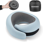 Travel Pillow, 100% Pure Memory Foam Travel Neck Pillow Airplane Neck Support Ergonomic Design Best for Sleeping Plane Car Train Office Flight for Adults Sky Blue