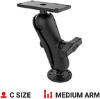 Fish Finder Mount for Humminbird Helix 7, Heavy Duty Drill-Down Marine Electronics Mount with Medium Arm and Rectangular Plate RAM-202-24-202U