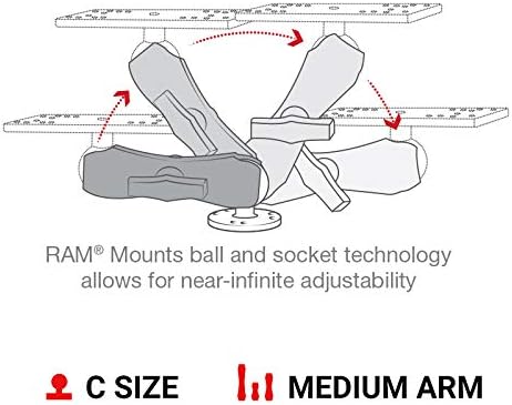 Drill-Down Marine Electronics Mount – Fish Finder & GPS Mount with Medium Arm (RAM-111U)