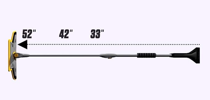 ABTT5212 Telescoping Scratch-Free Snow Brush with End Scraper and Cushioned Grip, 52-Inch