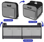Car Trunk Organizer for SUV, 18.5Gal Large Capacity No-Sag Heavy Duty, Foldable Waterproof Anti-Slip Storage with 12 Pockets, Fit Sedan, Truck, Universal Car Accessories, Grey, 2 Compart,Large