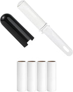 Travel Lint Roller for Clothes Mini Foldable Lint Roller with Cover and 4 Refills Total 150 Extra Sticky Sheets Travel Size Pet Hair Remover Roller (Black)