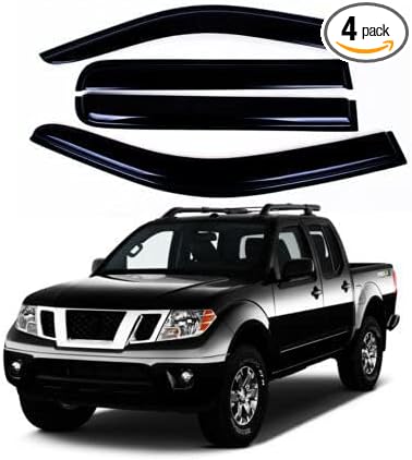 Tape-On Rain Guard 4-Piece for 05-20 Nissan Frontier Crew Cab Windows Visor Shield Shade Smoke 94407