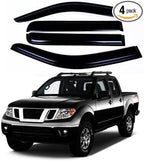 Tape-On Rain Guard 4-Piece for 05-20 Nissan Frontier Crew Cab Windows Visor Shield Shade Smoke 94407