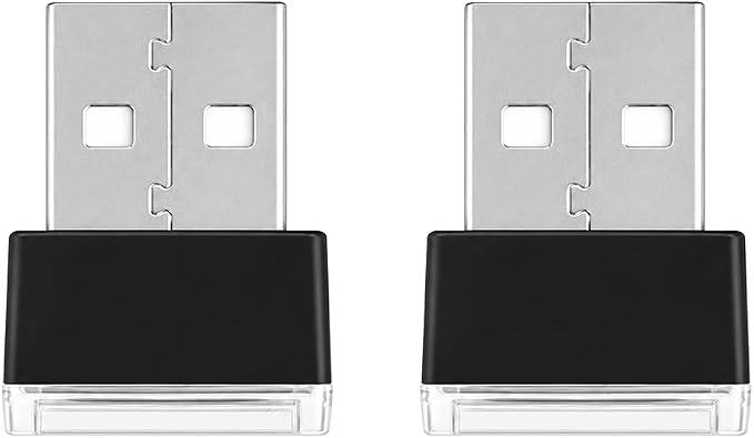 2PCS USB LED Car Interior Atmosphere Lamp, Portable Mini, Ice Blue | 5V USB-A plug-in, soft accent glow, no wiring, decor night light, car accessories for cars, SUVs, trucks