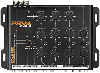 Crossover Car Audio EX4.6 PRO 4 Way or 3 Way Electronic Crossover 9 Volts, 4 in 6 Out RCA Channels Car Sound Processor - EX4.6PRO