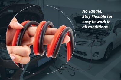Heavy-Duty Jumper Cables for Car, Includes 8 Gauge Wire Conductor 12' Car Jumper Cables & 365 Day Roadside Assistance