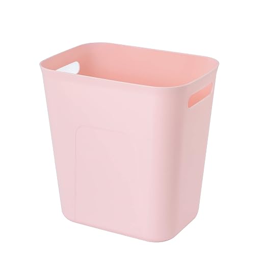 Plastic Small Bathroom Trash Can Wastebasket, 3.5 Gallon, Pink | Compact Sturdy Garbage Can for Bathroom, Laundry Room, Kitchen, Office, Kids Room, Dorm, Durable, Easy to Clean