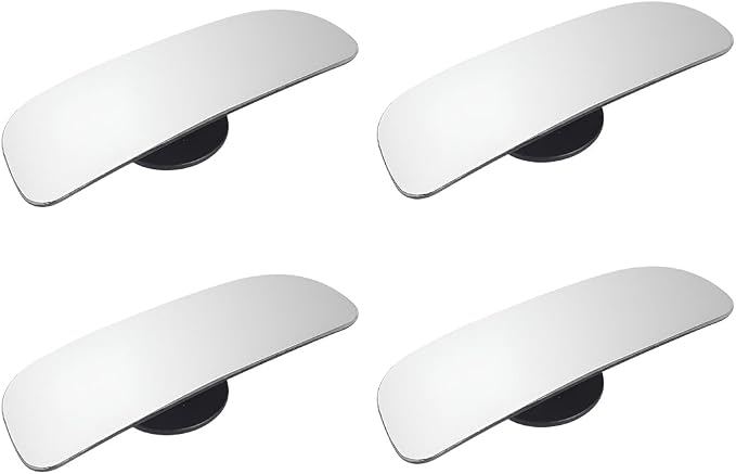 4PCS Car Blind Spot Mirror, Wide Angle HD Glass Rectangle Convex Frameless Side Blindspot Mirror with Adjustable Stick, Auto Exterior Rear View for Wide Angle, Universal for Vehicles (A)