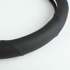 Car Steering Wheel Cover, Leather Steering Wheel Cover Blue Universal 14.5-15 Inch Microfiber Leather Anti-Slip Breathable Auto Steering Wheel Covers for Men Women (Black&Blue-2)