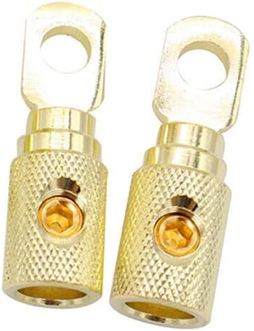 2PCS Car Wire Coupler Terminal Butt Connector 0 4 8 GA Gauge Joiner Screw Ring (8 AWG,Golden)