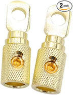 2PCS Car Wire Coupler Terminal Butt Connector 0 4 8 GA Gauge Joiner Screw Ring (4 AWG,Golden)
