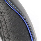 ESEWALAS Universal Car Steering Wheel Cover,Anti-Slip Leather Steering Wheel Cover,Sports Style Steering Wheel Protector,Car Interior Accessories Auto Steering Wheel Covers (Black with Blue)
