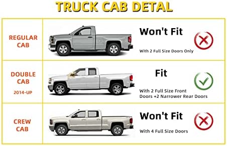 4 pcs Compatible with 14-18 Silverado/GMC Sierra Double/Extended Cab with Half Size Rear Doors Front+Rear Sun/Rain Guard Outside Mount Window Visors