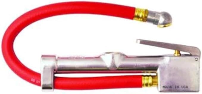 S-505 Analog Tire Inflator with Pressure Gauge, 15" Hose Single Head Air Chuck, Made In USA 10-160 PSI