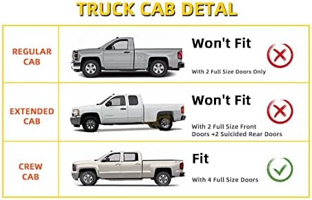 Window Visor Rain Guards Compatible with 1992-2000 Chevy/GMC C/K Crew Cab, Window Deflectors Vent Visors for Trucks for 1992-1999 Suburban/1995-1999 Tahoe/Yukon 4-Door/1999-2000 Escalade Tape-On