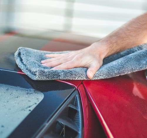 Eagle Edgeless 600 - Professional Korean 70/30 Blend Super Plush, Microfiber Auto Detailing Towels, Buffing & Polishing, 600gsm, 16in x 16in, Dark Grey (3-Pack)
