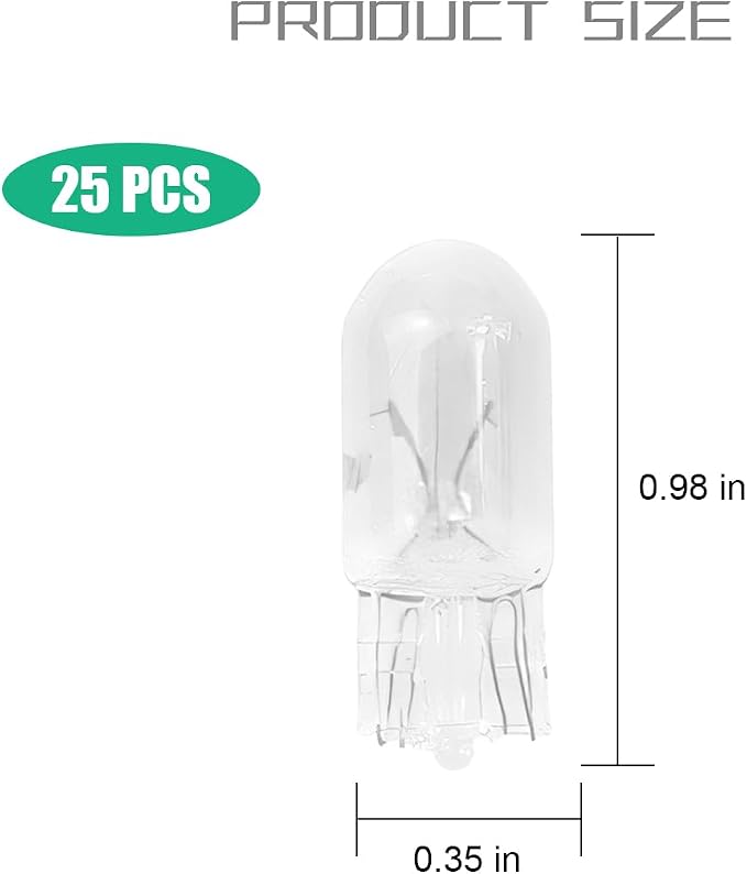 25PCS T10 12V 5W Car Turn Signal Light Bulbs, Clear Flat Foot Vehicle Side Marker Lamp Bulbs, Auto Interior Amber Headlight Bulbs Accessories, Universal for SUV, Sedan, Truck (White)